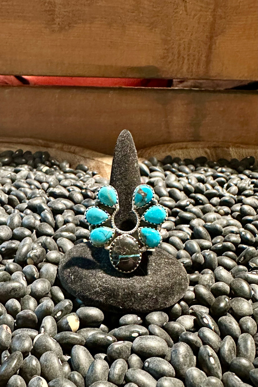 BlackJack/Blue Kingman Turquoise Sterling Silver Naja Ring