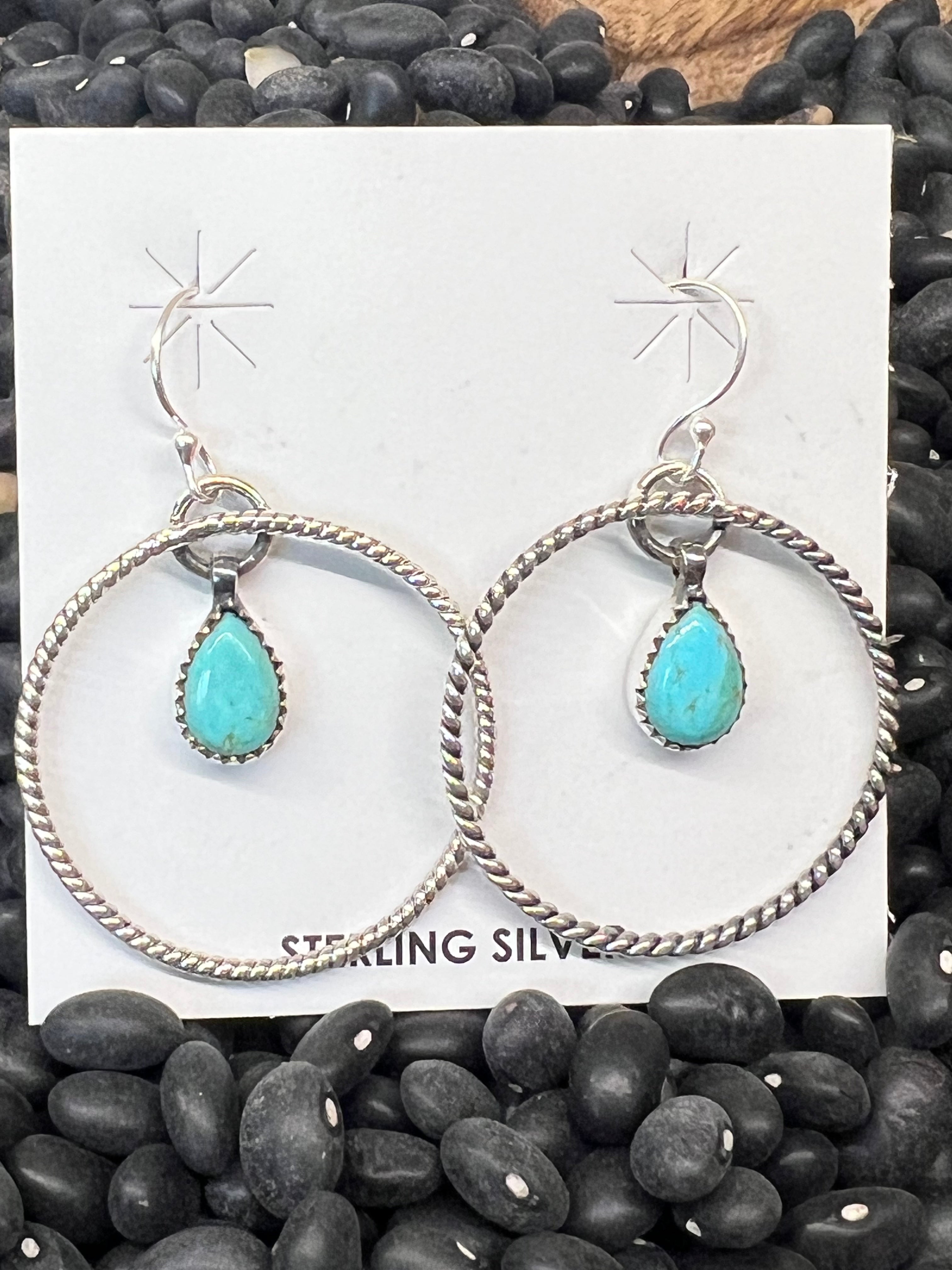 Sterling Silver Kingman Turquoise loop earrings