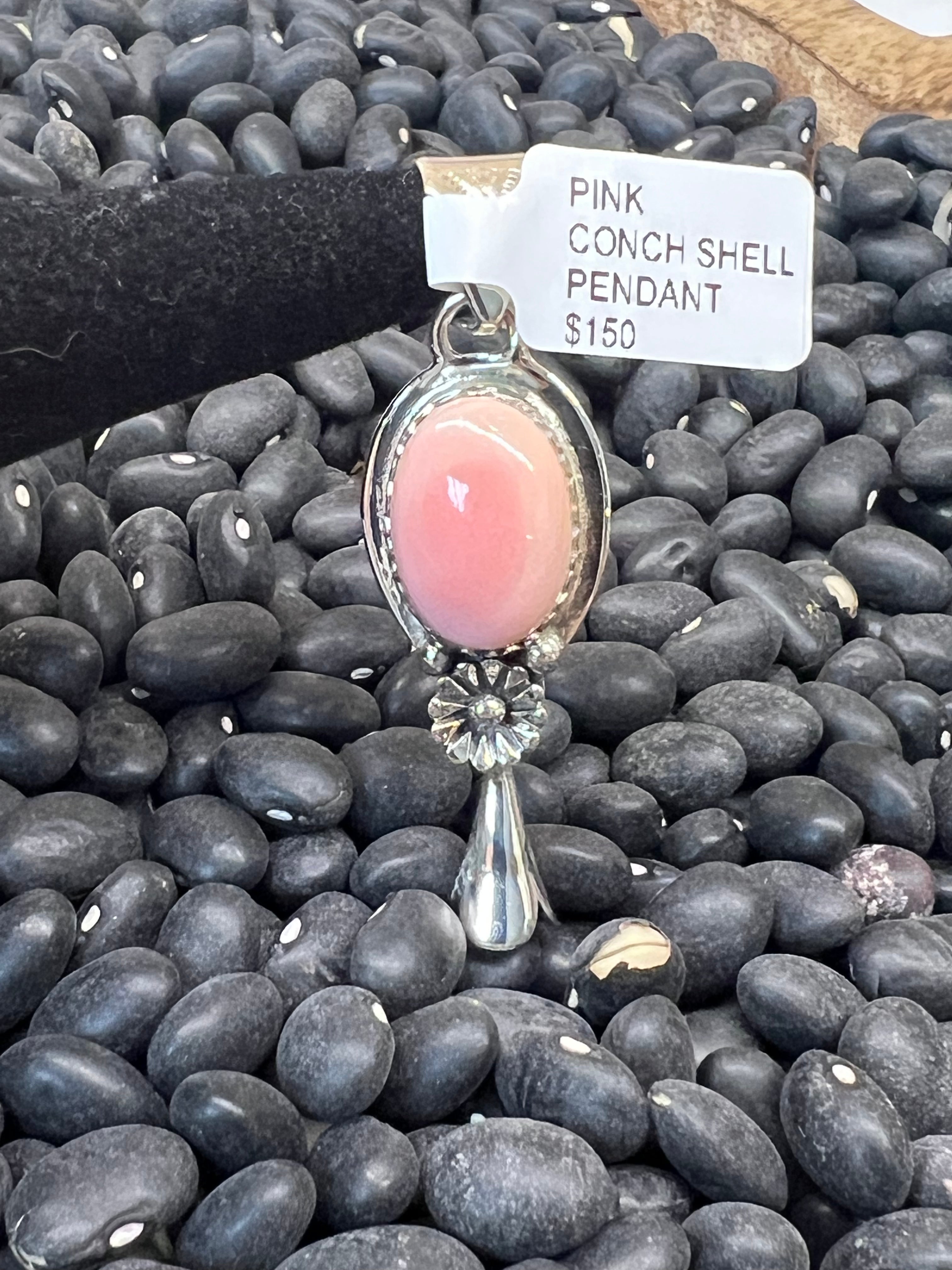 Sterling Silver Pink Conch squash Pendant