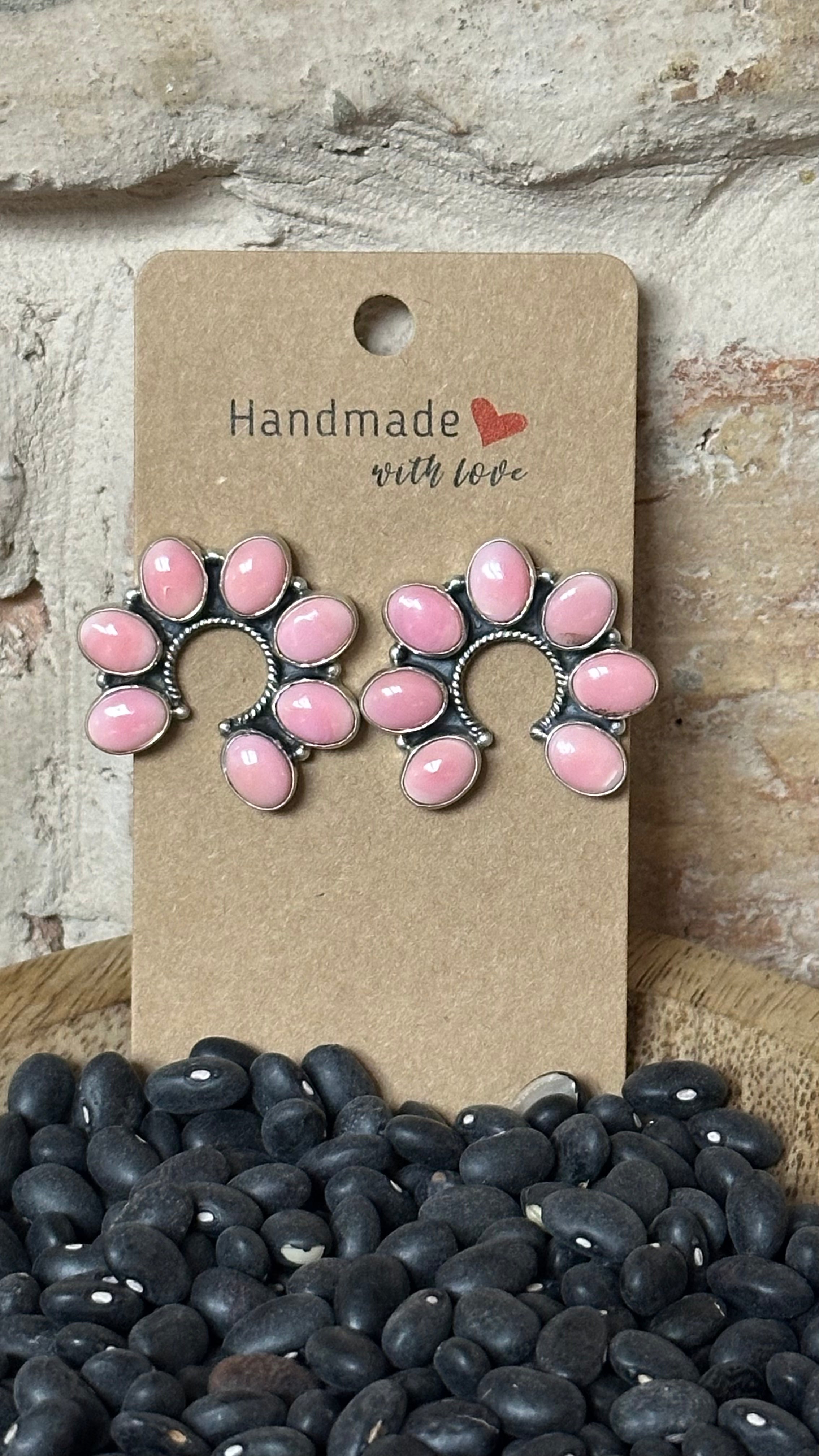 Pink Conch Sterling Silver Naja Earrings