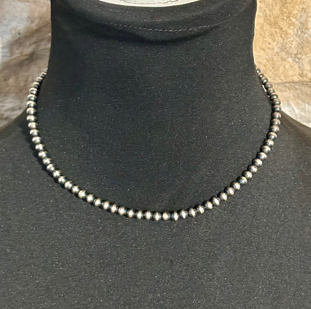 Sterling Silver 5MM Pearl necklace 16"
