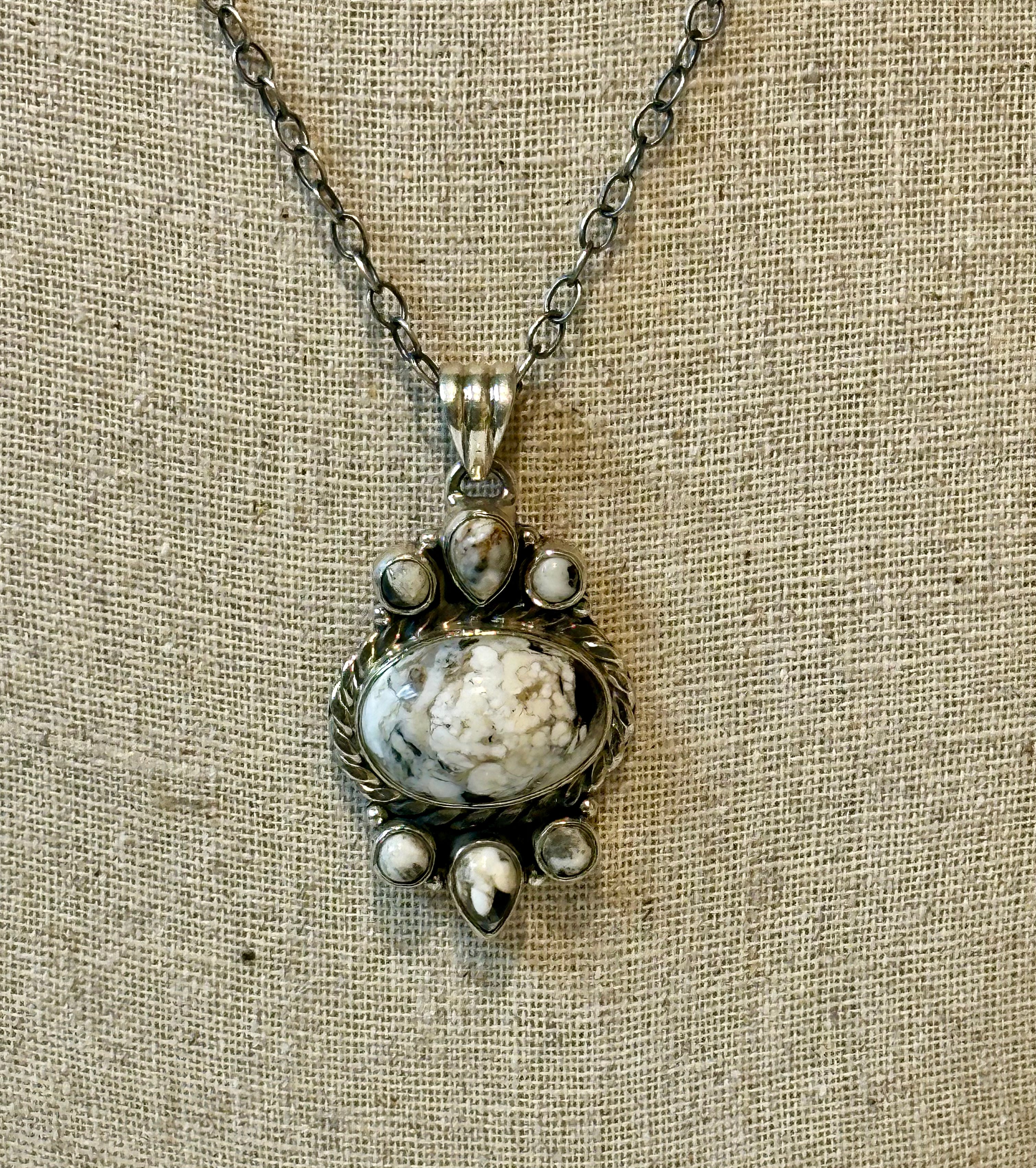 White Buffalo Sterling Silver Necklace