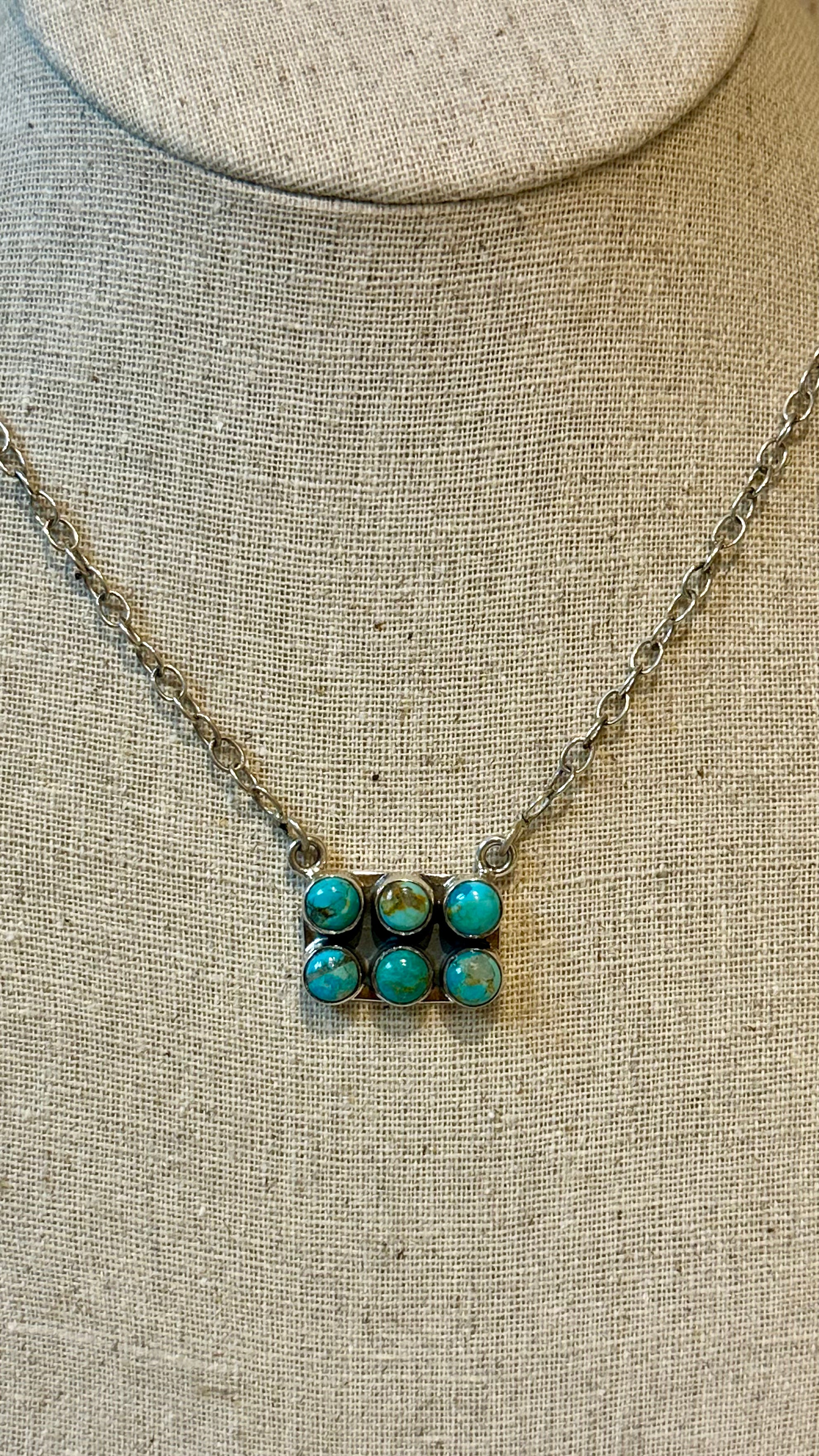 Kingman Turquoise 6 stone Bar necklace