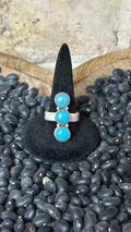 Blue Kingman Sterling Silver Triple Stone Ring