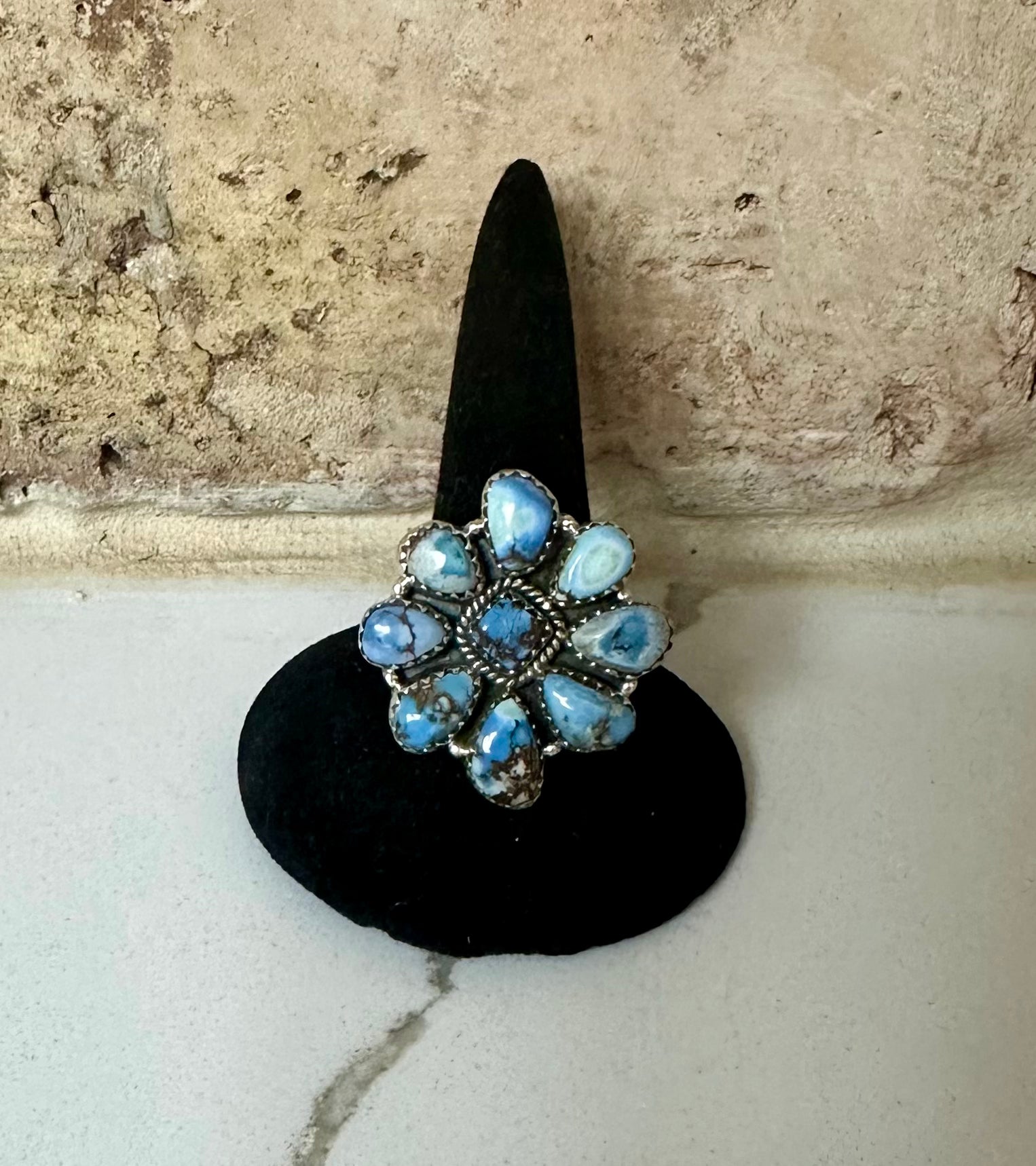 Golden Hill Cluster Sterling Silver Ring