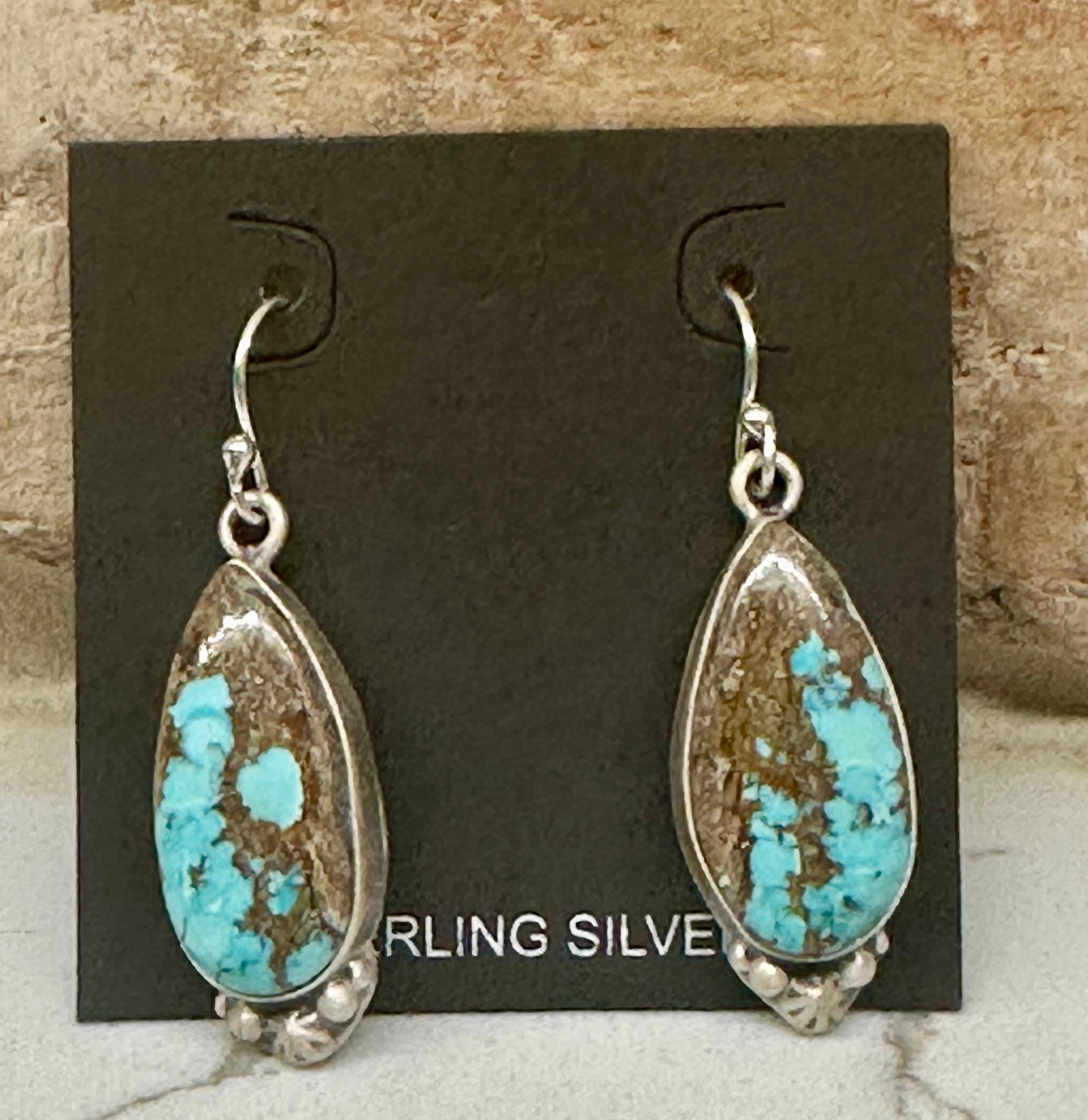 Black Jack Sterling Silver Dangle Earrings