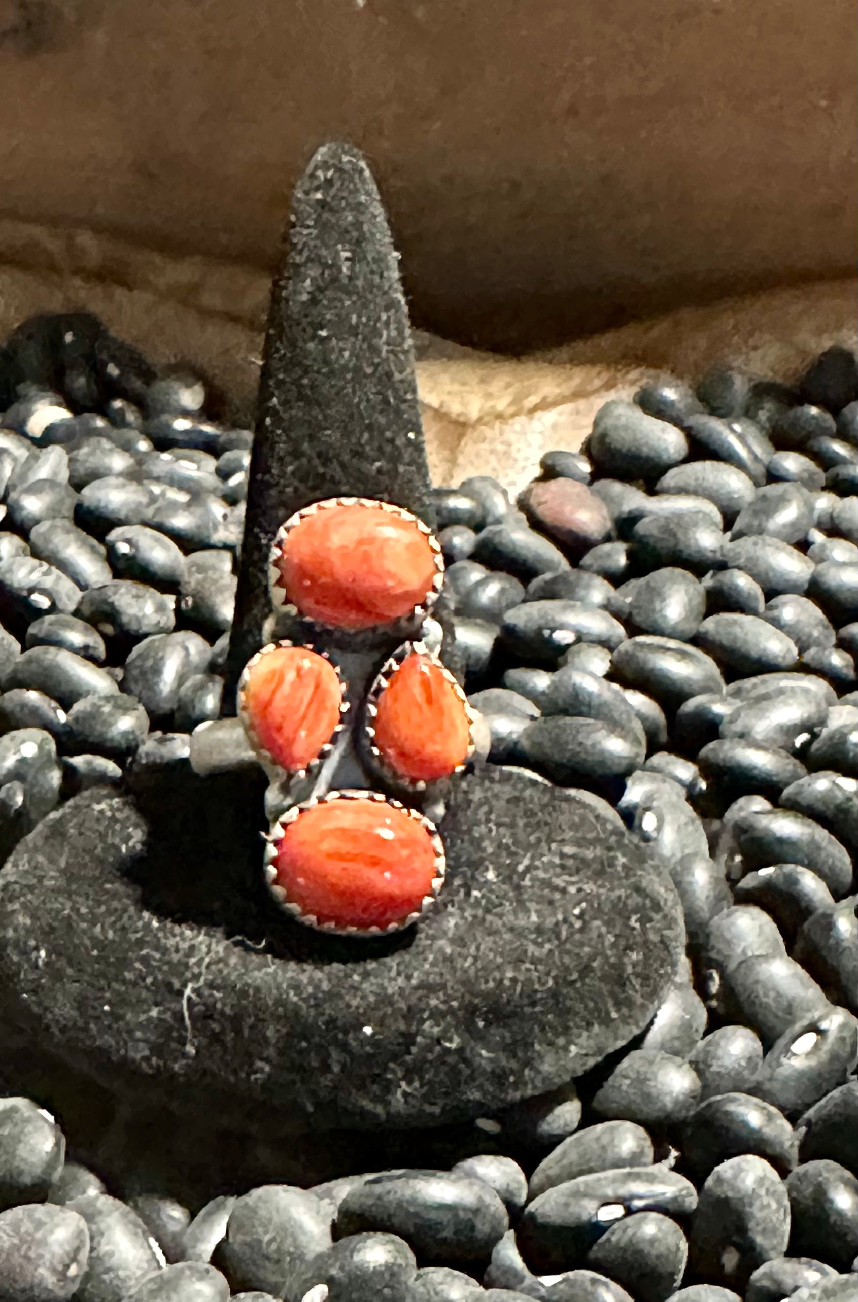 Orange Spiny Sterling Silver Ring