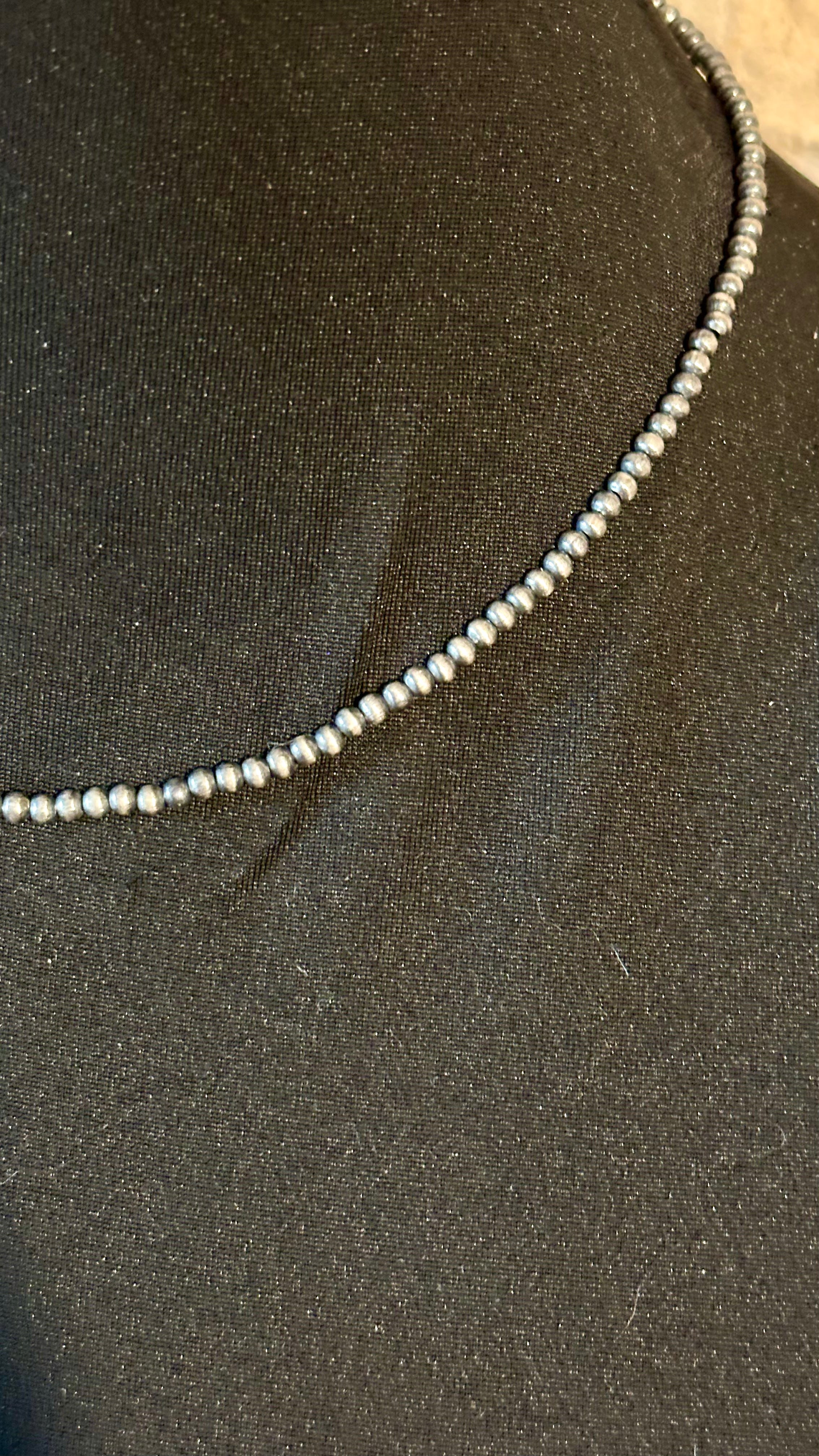 SILVER OVER BRASS 3MM PEARL NECKLACE