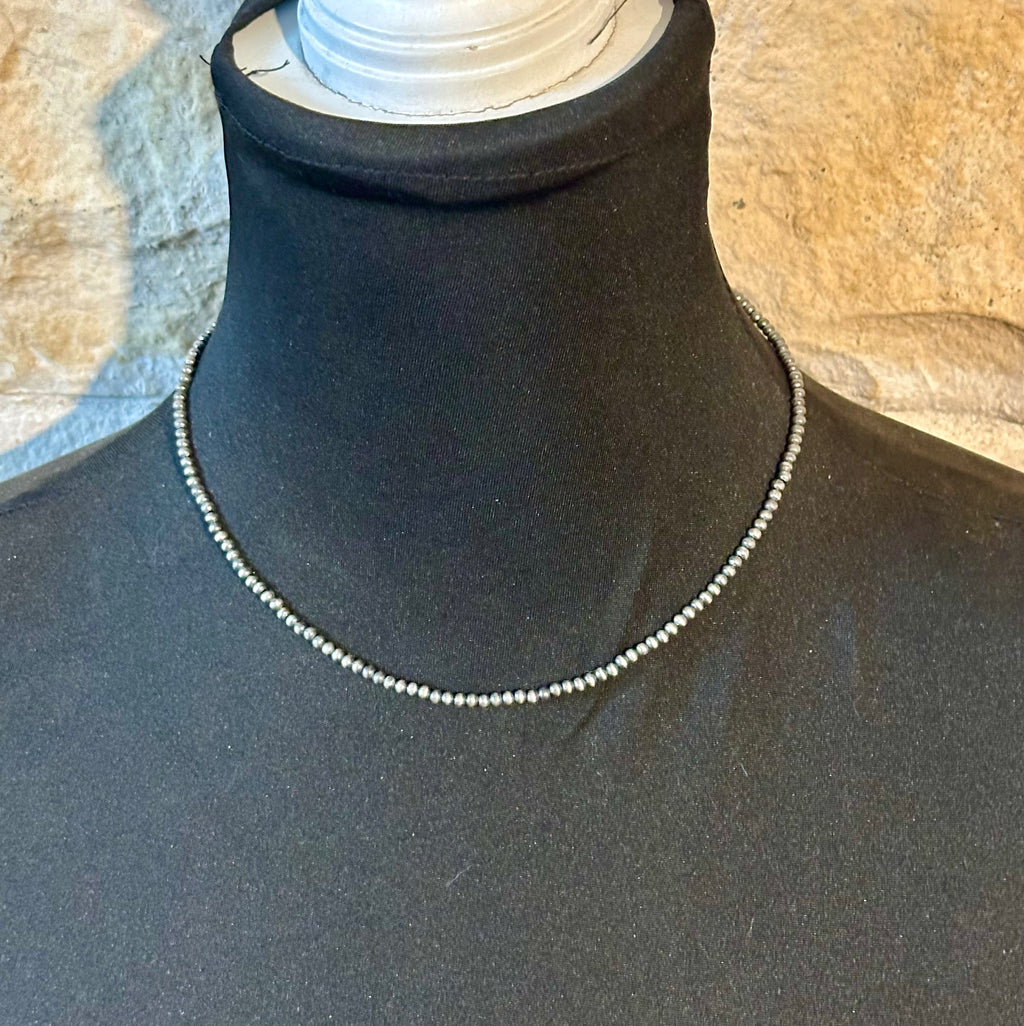 SILVER OVER BRASS 3MM PEARL NECKLACE