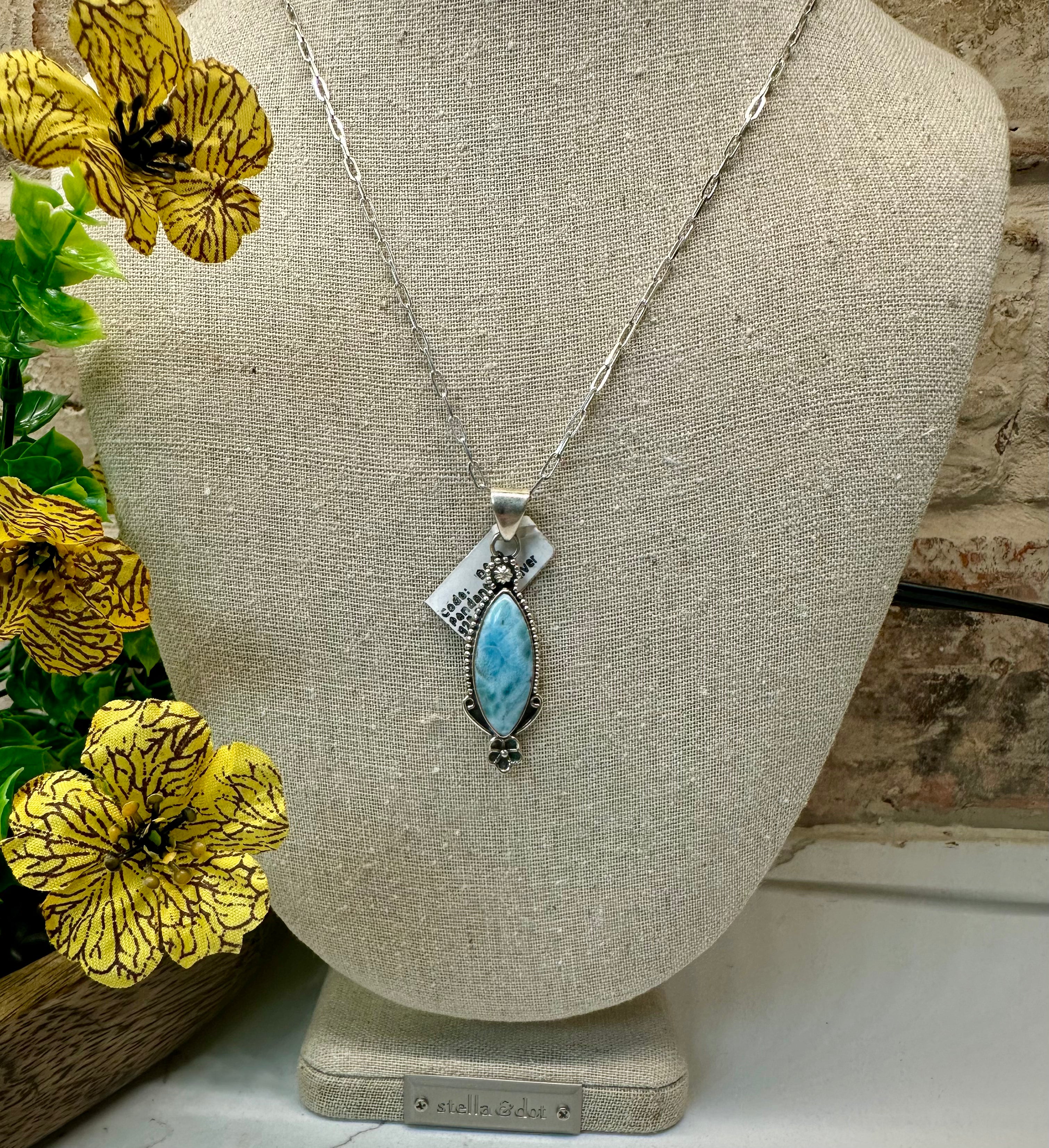 Sterling Silver Larimar Necklace