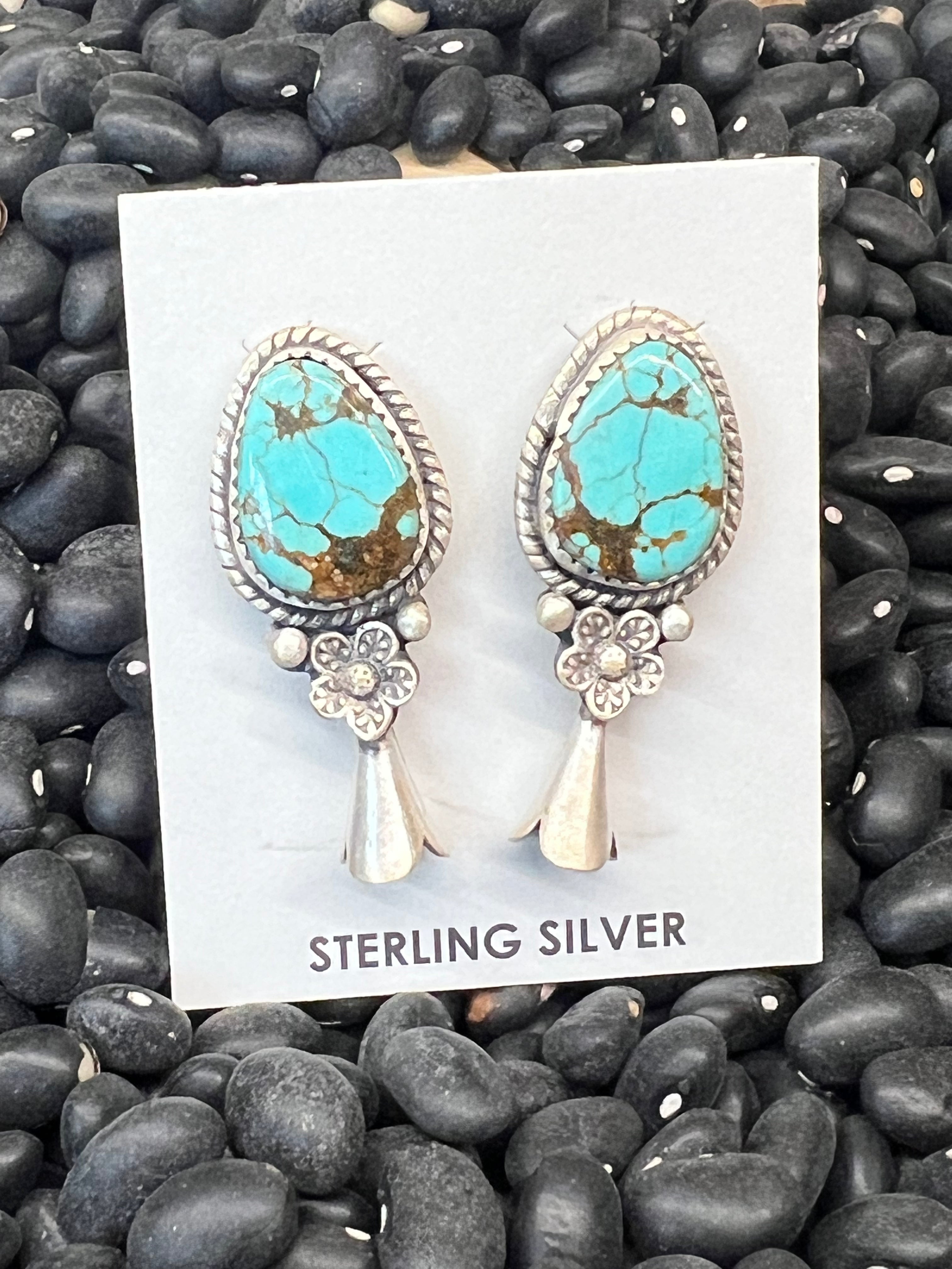 Sterling Silver Mine 8 Turquoise Squash Earrings