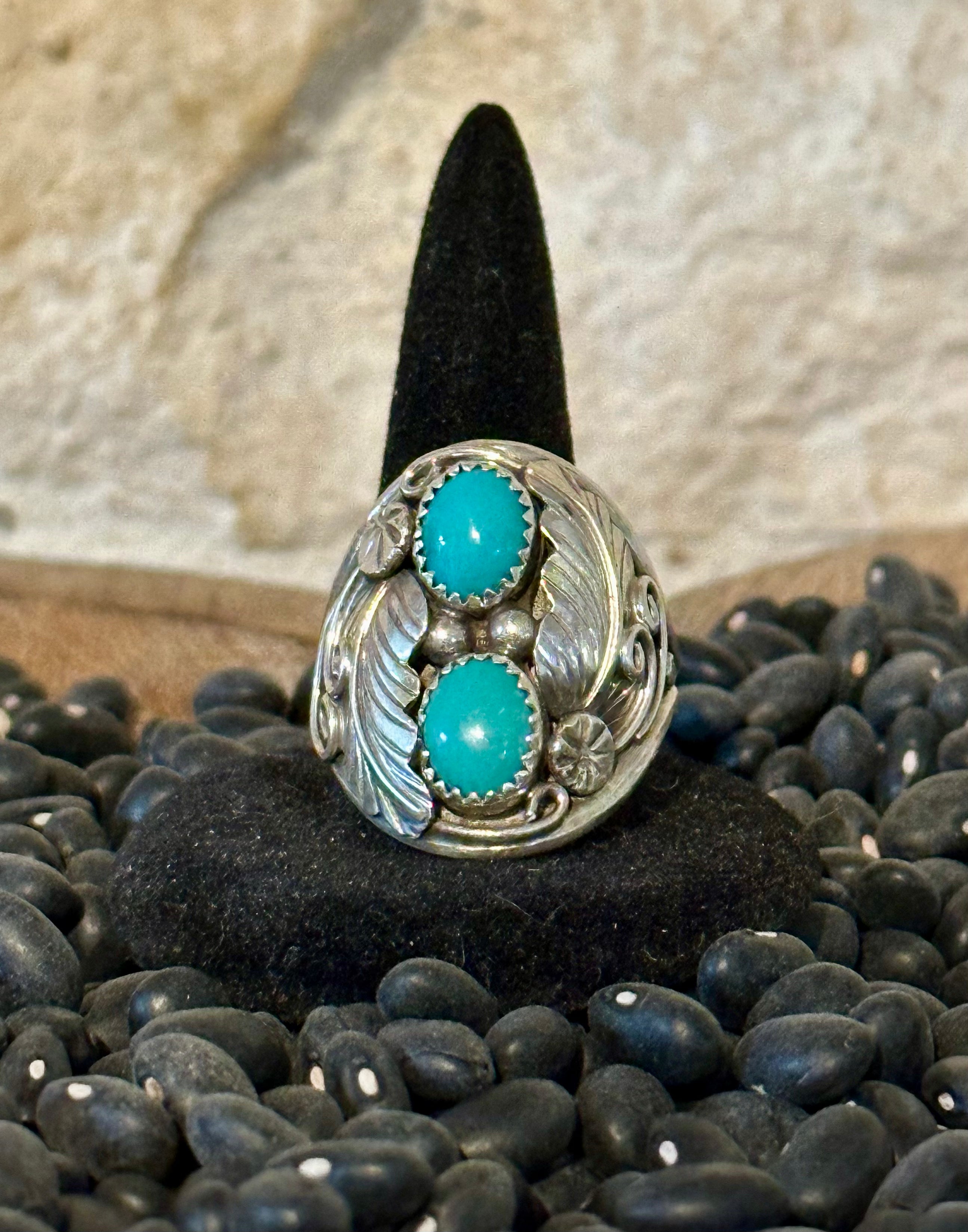 Men's Native Sterling Silver Turquoise Ring