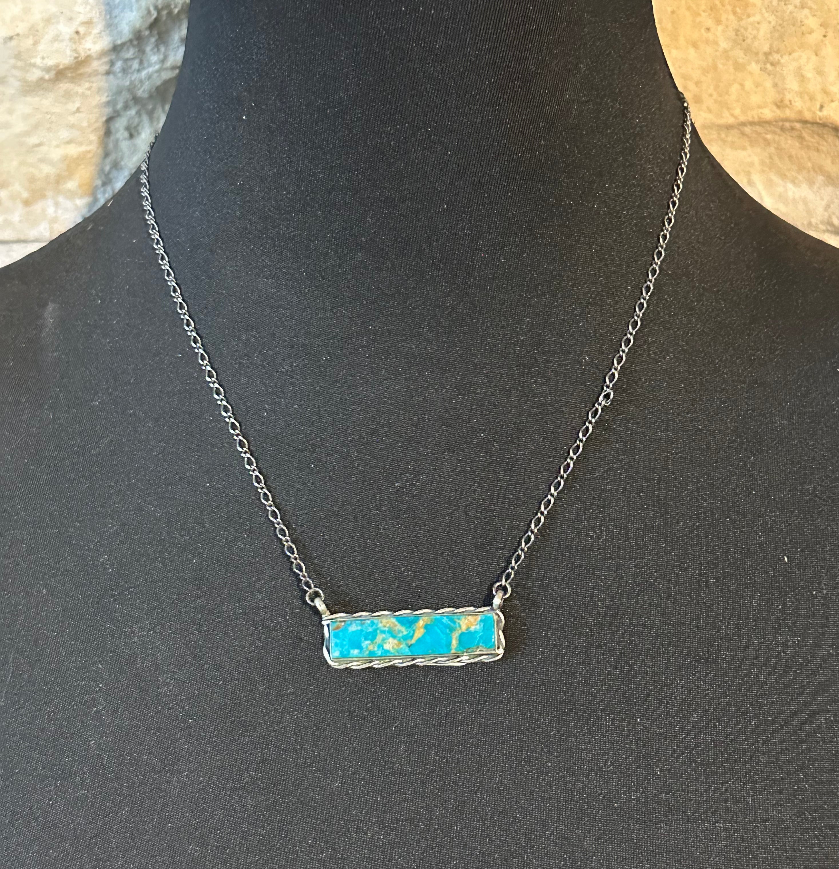 Sterling Silver Large Mine 8 Native Bar Necklace