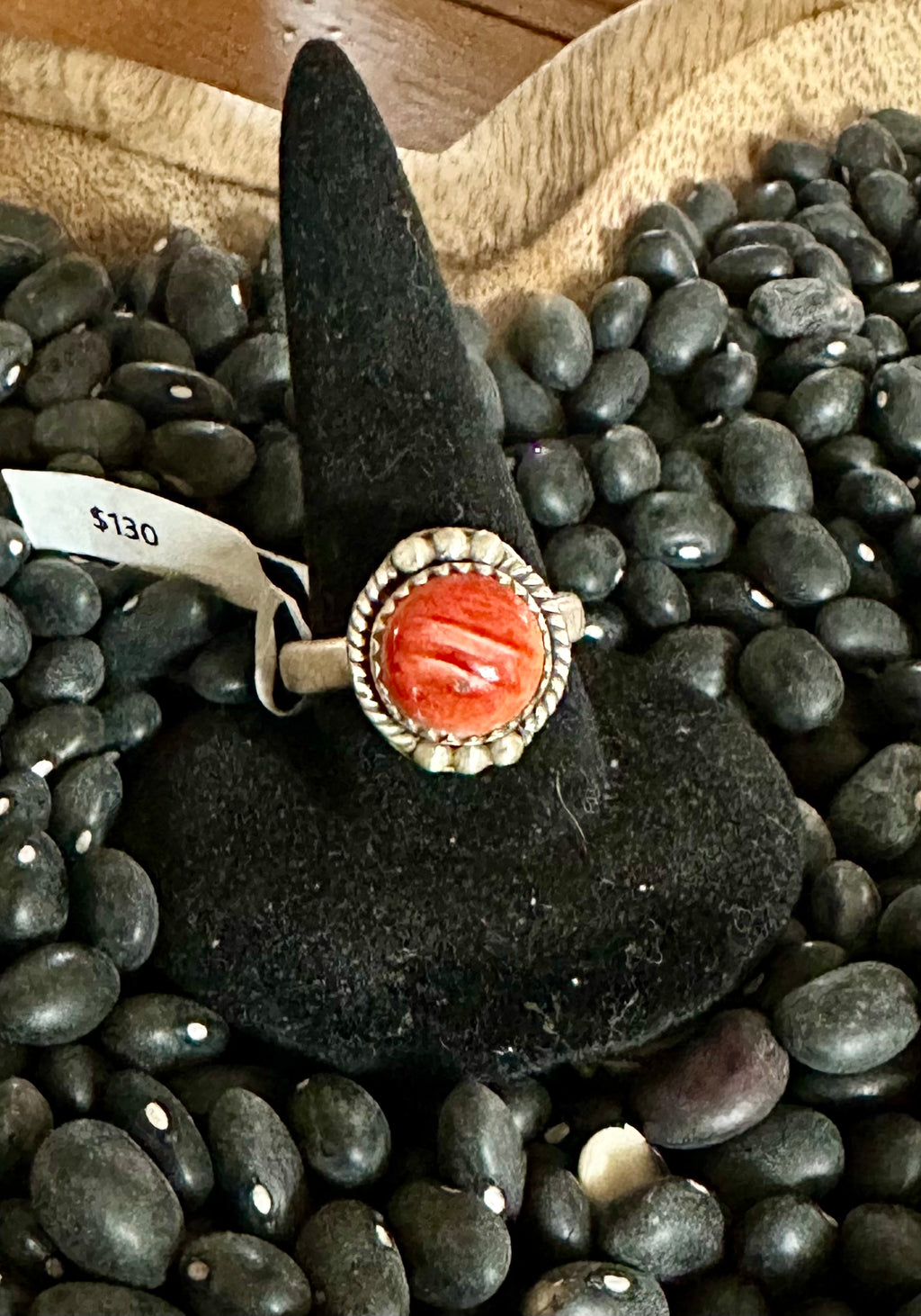 Orange Spiny Sterling Silver Ring
