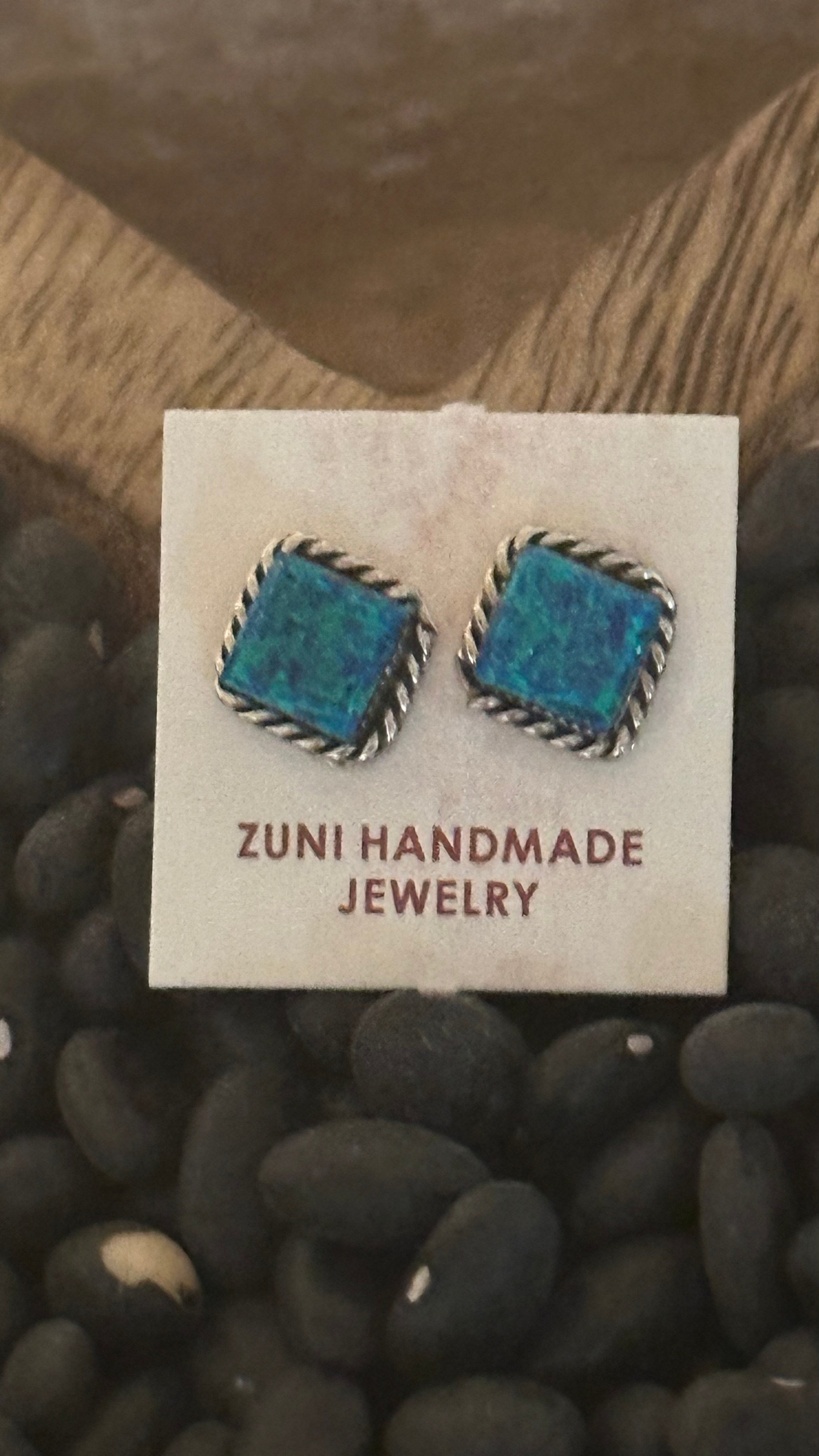 Native Zuni Sterling Silver Studs