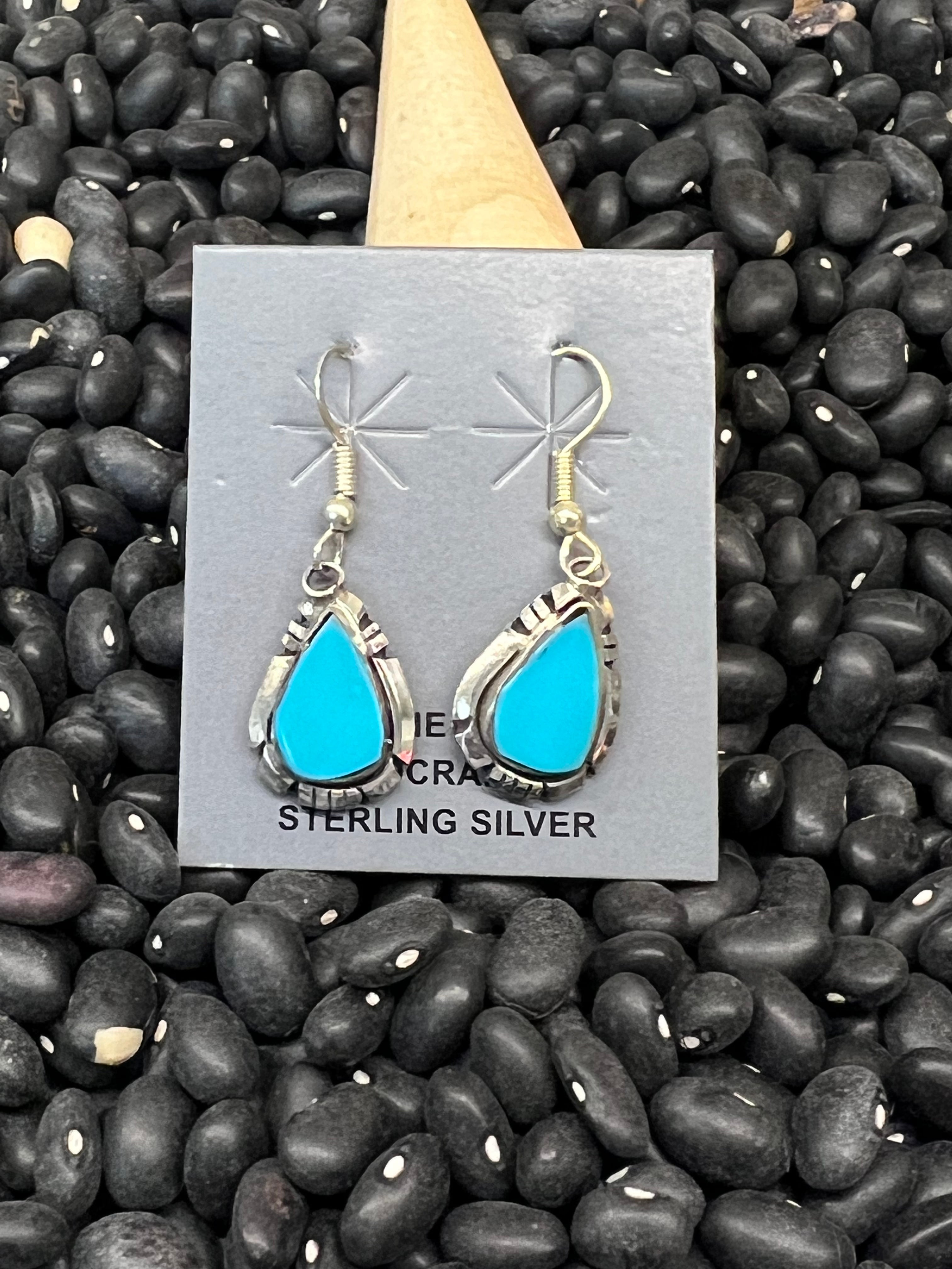 Native Sterling Silver Turquoise Dangle Earrings