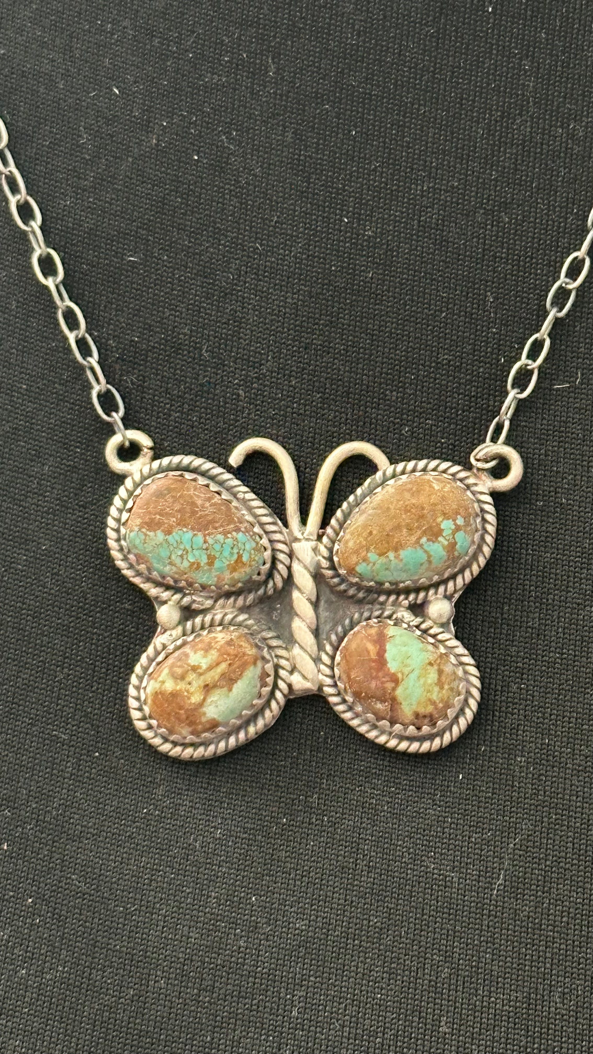 Sterling Silver #8 Turquoise Butterfly Necklace