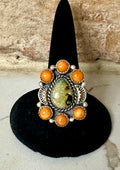 Sterling Silver Spiny Oyster and Opal Ring